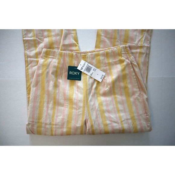 Roxy ERJNP03416 Sz S Changing Everything Casual Beach Pant Yellow Pink Stripe - Picture 4 of 12
